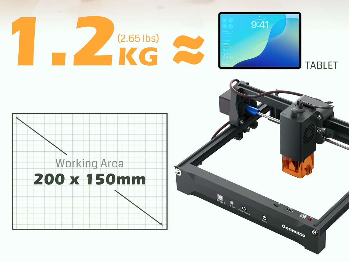 Genmitsu Laser Engraver Machine, 2.5W/5W/10W, &plusmn;0.01mm High Precision, IR Laser Compatible, Portable Laser Cutter | SainSmart