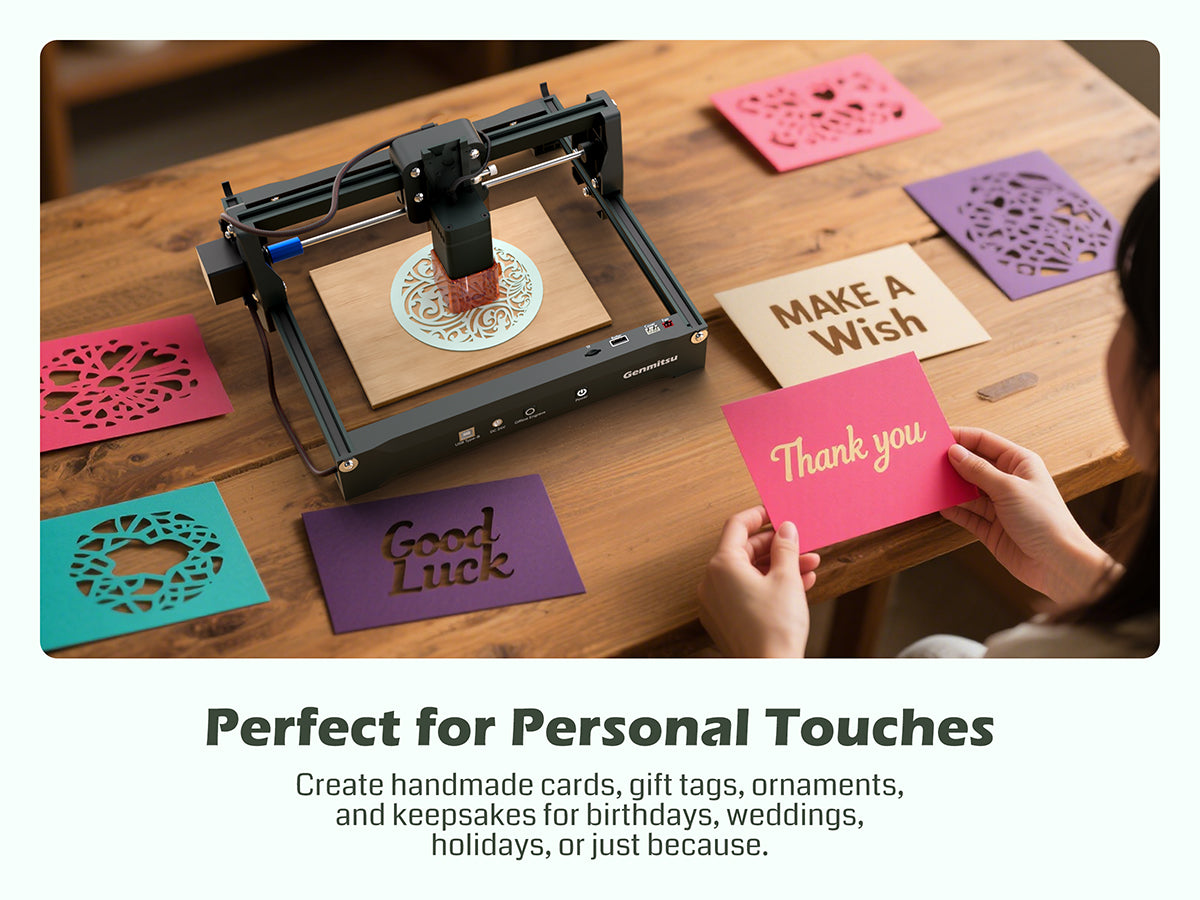 Genmitsu Laser Engraver Machine, 2.5W/5W/10W, &plusmn;0.01mm High Precision, IR Laser Compatible, Portable Laser Cutter