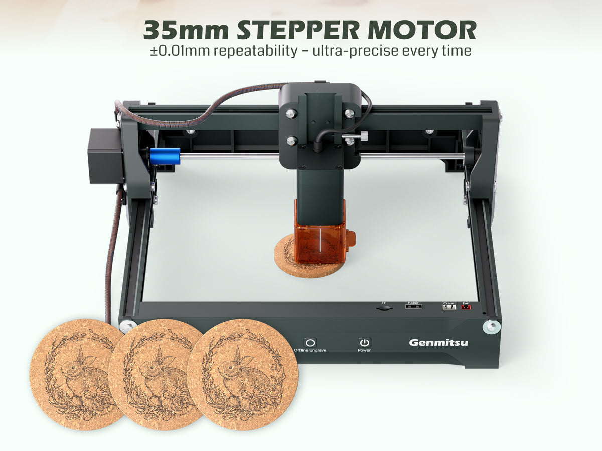 Genmitsu Laser Engraver Machine, 2.5W/5W/10W, &plusmn;0.01mm High Precision, IR Laser Compatible, Portable Laser Cutter
